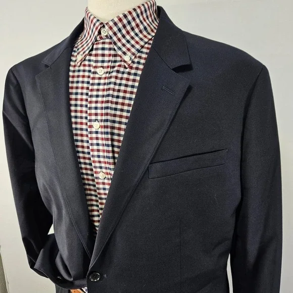 Bonobos Men's Sport Coat Blazer Two Button Navy Wool Spandex Athletic Fit 48R - Picture 7 of 16